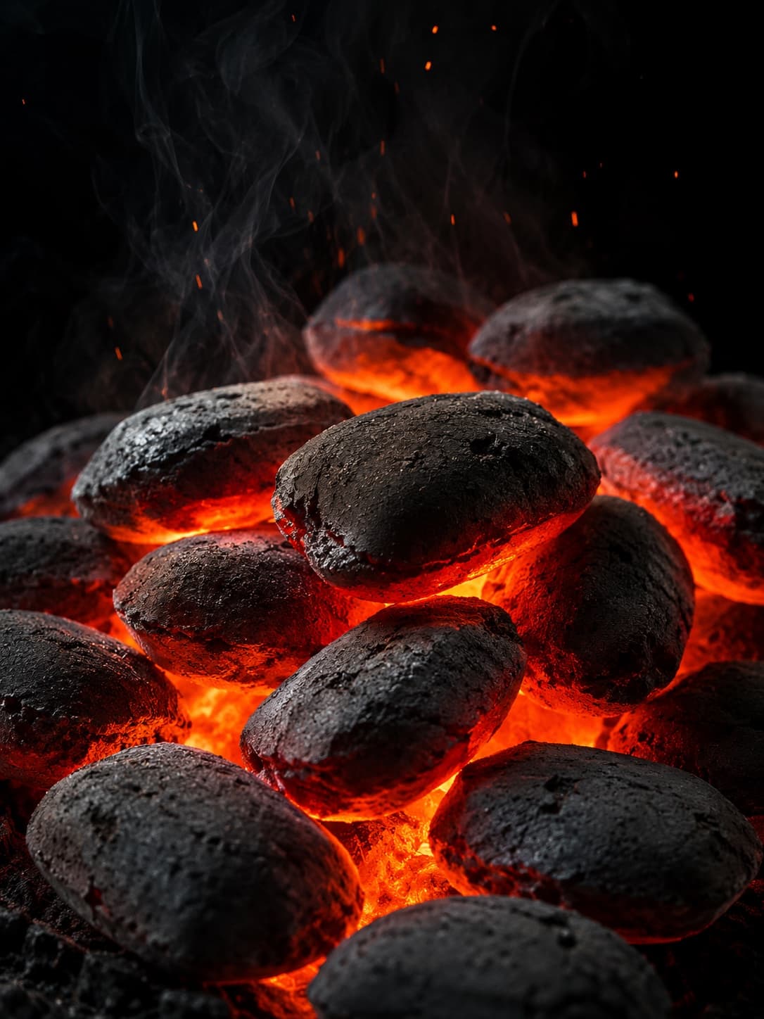 Briquettes Everline incandescentes sur un barbecue